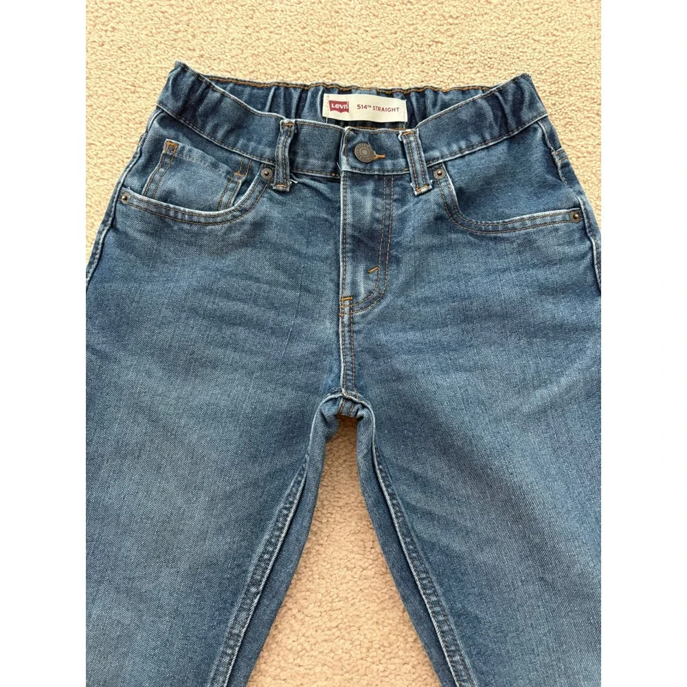 Levis Kids 514 Straight Leg Jeans Size 12 Medium Wash Blue Adjustable Waist